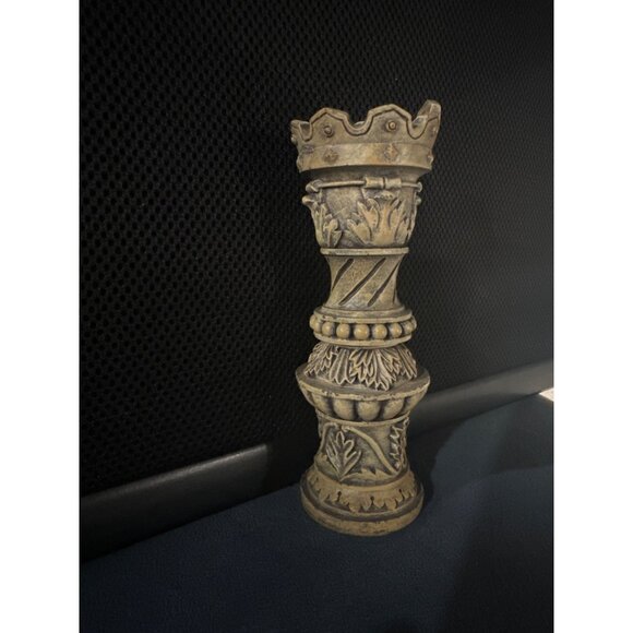 Vintage Crown Chess Piece-Inspired Decorative Figurine Tall Rustic Aged Look - Picture 4 of 8